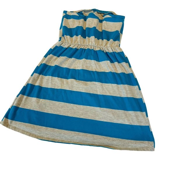 Women's Mossimo Supply Casual Dress XS Blue Gray Stripes Sleeveless Summer - Picture 4 of 8